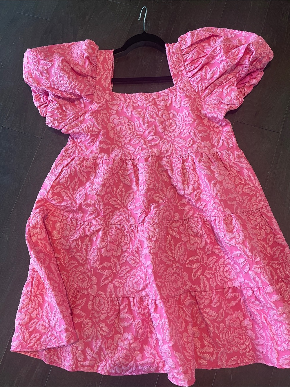 Women’s Pink Puff Sleeve Floral Dress